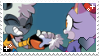 Size: 99x56 | Tagged: safe, artist:kiko-tanaka, blaze the cat, tangle the lemur, 2019, duo, eyes closed, heart, holding hands, lesbian, looking at them, shipping, smile, sparkles, stamp, tanglaze