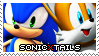 Size: 99x56 | Tagged: safe, artist:chibi-mars-jane, miles "tails" prower, sonic the hedgehog, 2010, duo, gay, shipping, smile, sonic x tails, stamp