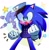 Size: 1000x1021 | Tagged: safe, artist:kumakumaoii, sonic the hedgehog, the murder of sonic the hedgehog, 2024, akanbe, blushing, clenched fists, cute, hand on own face, mouth open, signature, smile, solo, sonabetes, standing, star (symbol), tongue out