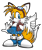 Size: 1280x1519 | Tagged: dead source, safe, artist:gayspudling, miles "tails" prower, 2024, alternate outfit, aviator jacket, blue shoes, clothes, cute, deviantart watermark, edit, eyelashes, goggles, holding tail, jacket, mouth open, obtrusive watermark, one fang, simple background, skirt, smile, solo, standing, trans female, trans girl tails, transgender, transparent background, uekawa style, watermark