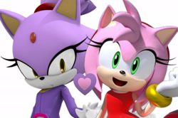 Size: 1920x1275 | Tagged: safe, artist:agentprime, amy rose, blaze the cat, 2019, 3d, amy x blaze, duo, edit, heart, lesbian, shipping, simple background, stamp, white background