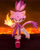 Size: 2048x2591 | Tagged: safe, artist:gloominglamb, blaze the cat, sonic the hedgehog (2006), abstract background, female, flame, front view, lava, lineless, looking at viewer, solo, standing