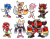 Size: 2048x1604 | Tagged: safe, artist:shadails, amy rose, e-123 omega, knuckles the echidna, miles "tails" prower, rouge the bat, shadow the hedgehog, sonic the hedgehog, dark skin, frown, gem, goggles, group, older, outline, prosthetic, redesign, robot, simple background, smile, tan skin, transparent background, yellow sclera
