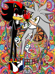 Size: 400x531 | Tagged: safe, artist:thunder-the-mouse, shadow the hedgehog, silver the hedgehog