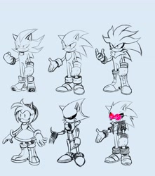 Size: 3618x4096 | Tagged: safe, artist:cheesywheesy121, amy rose, metal sonic, scourge the hedgehog, shadow the hedgehog, silver the hedgehog, sonic the hedgehog