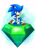 Size: 828x1117 | Tagged: safe, artist:watermelonowl, sonic the hedgehog, hedgehog, blue fur, gloves, green eyes, male, master emerald, shoes, socks, solo