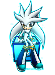 Size: 600x821 | Tagged: safe, artist:watermelonowl, silver the hedgehog, hedgehog, boots, gloves, grey fur, male, yellow eyes