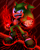 Size: 720x900 | Tagged: safe, artist:virune, scourge the hedgehog, hedgehog, chaos emerald, fingerless gloves, gloves, green fur, jacket, male, red eyes, sharp teeth, shoes, solo