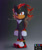 Size: 828x993 | Tagged: safe, artist:jocelynminions, shadow the hedgehog, hedgehog, sonic the hedgehog 3 (film), black fur, electricity, frown, gloves, glowing eyes, gradient background, looking at viewer, male, red eyes, red fur, shoes, solo