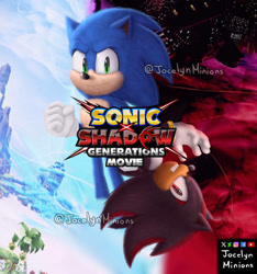 Size: 864x925 | Tagged: safe, artist:jocelynminions, shadow the hedgehog, sonic the hedgehog, sonic x shadow generations, duo, redraw