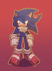 Size: 889x1200 | Tagged: safe, artist:_karl0_, shadow the hedgehog, 2024, frown, gradient background, looking at viewer, solo, standing