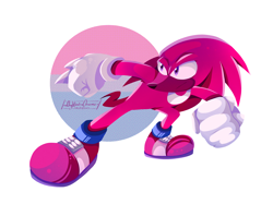 Size: 2048x1535 | Tagged: safe, artist:n0ughtical-nonsense, knuckles the echidna, bisexual, bisexual pride, flag, looking offscreen, pride, pride flag, signature, simple background, solo, white background