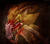 Size: 800x700 | Tagged: semi-grimdark, artist:klarikatt, sonic the hedgehog, 2014, abstract background, blood, ear fluff, fleetway, fleetway super sonic, hand on own head, lidded eyes, ribcage, sharp teeth, smile, solo, super form