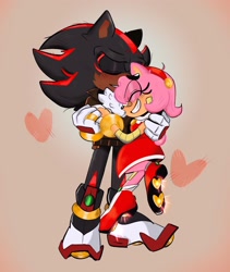 Size: 1726x2048 | Tagged: safe, artist:allen_rmu, amy rose, shadow the hedgehog, amy x shadow, shipping, straight