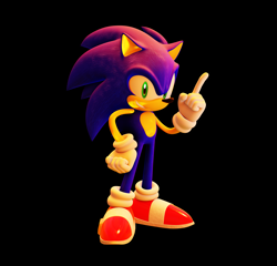 Size: 5321x5103 | Tagged: safe, artist:yosder-man, sonic the hedgehog, sonic heroes, 2022, 3d, black background, clenched teeth, hand on hip, looking at viewer, male, pointing, simple background, smile, solo, standing