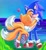 Size: 1477x1622 | Tagged: safe, artist:meatball5879, miles "tails" prower, sonic the hedgehog, 2025, abstract background, age difference, blushing, daytime, duo, eyes closed, gay, grass, heart, holding each other, kiss, outdoors, shipping, sonic x tails, standing, standing on one leg, water