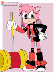 Size: 1324x1785 | Tagged: safe, artist:eagc7, amy rose, crossover, harley quinn (dc comics)