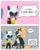 Size: 821x1024 | Tagged: safe, artist:pedrop_drawarts, tangle the lemur, whisper the wolf, 2025, blushing, border, comic, derp, dialogue, duo, english text, eyes closed, flat colors, holding hands, lesbian, shipping, signature, speech bubble, standing, tangle x whisper