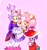 Size: 1500x1600 | Tagged: safe, artist:hotsmokeycowboy, amy rose, blaze the cat, 2025, :<, amy x blaze, amybetes, blazebetes, blushing, cute, duo, eyes closed, frown, hand on face, heart, holding hands, lesbian, looking at them, mouth open, outline, pink background, pink nose, shipping, simple background, smile, standing, yellow sclera