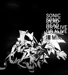 Size: 2429x2673 | Tagged: safe, artist:bdbdi743, metal sonic, sonic the hedgehog, duo, english text, greyscale, monochrome, robot, song lyrics