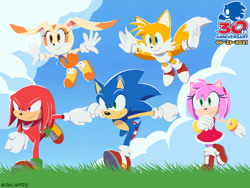 Size: 1032x774 | Tagged: safe, artist:jame5rheneaz, amy rose, cream the rabbit, knuckles the echidna, miles "tails" prower, sonic the hedgehog