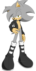 Size: 827x1634 | Tagged: safe, artist:blophan, oc, oc:somber the hedgehog, hedgehog, boots, grey fur, jacket, yellow eyes