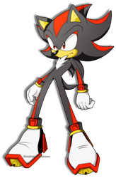 Size: 739x1126 | Tagged: safe, artist:blophan, shadow the hedgehog, hedgehog, black fur, gloves, male, red eyes, red fur, shoes