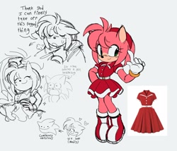 Size: 1936x1661 | Tagged: safe, artist:marcy_bun627, amy rose, sonic the hedgehog, amy x sonic, character sheet, concept art, dialogue, dress, movie style, shipping, straight