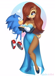 Size: 2986x4096 | Tagged: safe, artist:s3tok41b4, sally acorn, classic sonic, size difference, size play