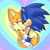 Size: 2048x2048 | Tagged: safe, artist:gayspudling, artist:ladysaitama, miles "tails" prower, sonic the hedgehog, 2024, abstract background, base used, cute, duo, eyes closed, gay, hand on another's head, heart, looking at them, outline, shipping, smile, sonic x tails