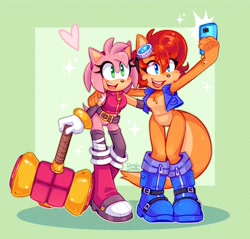 Size: 4096x3922 | Tagged: safe, artist:danielasdoodles, amy rose, sally acorn, duo, kangaroo, species swap