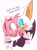 Size: 1920x2601 | Tagged: safe, artist:luckyclau, amy rose, rouge the bat, bat, hedgehog, blushing, dialogue, duo, english text, female
