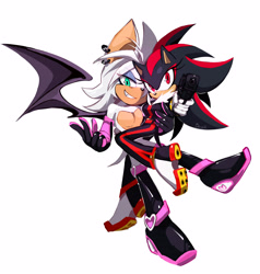 Size: 2894x3042 | Tagged: safe, artist:benshir125, rouge the bat, shadow the hedgehog, bat, hedgehog, duo, gender swap, gun, pistol, shadouge, shipping, straight