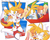 Size: 5000x4000 | Tagged: safe, artist:luckyclau, cheese (chao), cream the rabbit, miles "tails" prower, chao, fox, rabbit, aircraft, shipping, straight, taiream, trio, vehicle