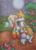 Size: 625x868 | Tagged: safe, artist:rougecreamamyforever, cheese (chao), cream the rabbit, miles "tails" prower, butterfly, cream x tails, eyes closed, flower, kiss, moon, nighttime, petals, shipping, sitting, star (sky), tree