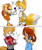 Size: 720x858 | Tagged: safe, artist:candicindy, cream the rabbit, miles "tails" prower, aged up, bouquet, cream x tails, flower, flower bouquet, offering flower, older, shipping, standing, straight