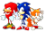 Size: 453x323 | Tagged: safe, artist:casinobunbun, knuckles the echidna, miles "tails" prower, sonic the hedgehog, 2024, 3d, classic knuckles, classic sonic, classic tails, simple background, style emulation, team sonic, transparent background, trio