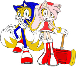 Size: 949x842 | Tagged: safe, artist:kelcaroo92, amy rose, cream the rabbit, miles "tails" prower, sonic the hedgehog, cosplay