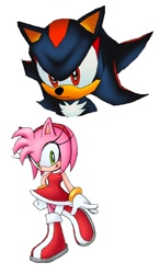 Size: 574x982 | Tagged: safe, artist:rodka_sth, amy rose, shadow the hedgehog, sonic adventure 2, 2025, duo, simple background, style emulation, white background