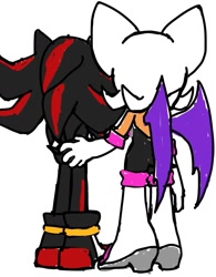 Size: 853x1094 | Tagged: suggestive, artist:rodka_sth, rouge the bat, shadow the hedgehog, 2025, from behind, hand on another's butt, shadouge, shipping, simple background, straight, white background