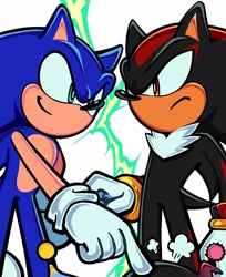 Size: 1344x1648 | Tagged: safe, artist:rodka_sth, shadow the hedgehog, sonic the hedgehog, chao, sonic adventure 2, 2024, dark chao, duo focus, group, neutral chao, redraw