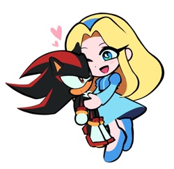 Size: 720x696 | Tagged: safe, artist:rodka_sth, maria robotnik, shadow the hedgehog, human, 2024, duo, simple background, white background