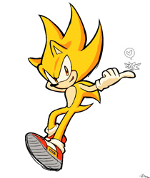 Size: 538x639 | Tagged: safe, artist:rodka_sth, shadow the hedgehog, sonic the hedgehog, super sonic, 2024, duo, simple background, smile, solo focus, super form, white background