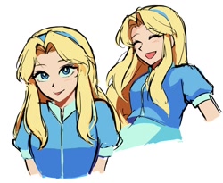 Size: 1508x1237 | Tagged: safe, artist:rodka_sth, maria robotnik, human, 2024, eyes closed, simple background, smile, solo, tongue out, white background