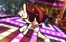 Size: 2048x1318 | Tagged: safe, artist:rodka_sth, shadow the hedgehog, 2024, cosplay, screenshot background, solo, yakuza (series)