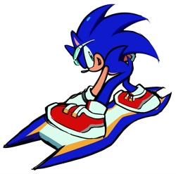 Size: 1382x1368 | Tagged: safe, artist:rodka_sth, sonic the hedgehog, 2024, extreme gear, riders outfit, simple background, solo, sonic riders, white background