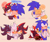 Size: 1280x1083 | Tagged: safe, artist:leoyoraan, gadget the wolf, infinite the jackal, mephiles the dark, miles "tails" prower, shadow the hedgehog, silver the hedgehog, sonic the hedgehog, 2017, age difference, blushing, dialogue, gadget x infinite x sonic, gay, heart, hugging, mephadow, mephiles x shadow x silver, mephilver, polyamory, rookinite, shadow x silver, shadow x sonic, shipping, signature, sonadget, sonfinite, sonic x tails, speech bubble, text