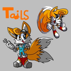 Size: 640x640 | Tagged: safe, artist:pinkpostor2006, miles "tails" prower, character name, gender swap, smile, solo, wrench