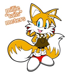 Size: 640x642 | Tagged: safe, artist:emojii_xoxo, miles "tails" prower, character name, gender swap, pun