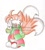 Size: 506x568 | Tagged: safe, artist:milestailsprower-007, miles "tails" prower, 2005, blushing, christmas, christmas outfit, clothes, looking at viewer, mouth open, obtrusive watermark, open smile, oversized, scarf, simple background, smile, smiling at viewer, solo, sweater, traditional media, watermark, white background, wink